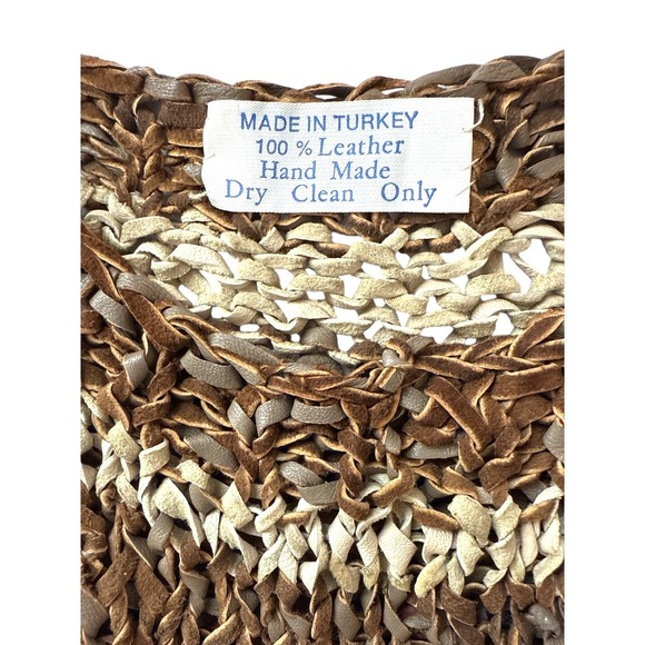 Hand Crafted Leather Tied Top Striped Art To Wear Boho (FLAWS & Approx Size‎ M) - Picture 2 of 8